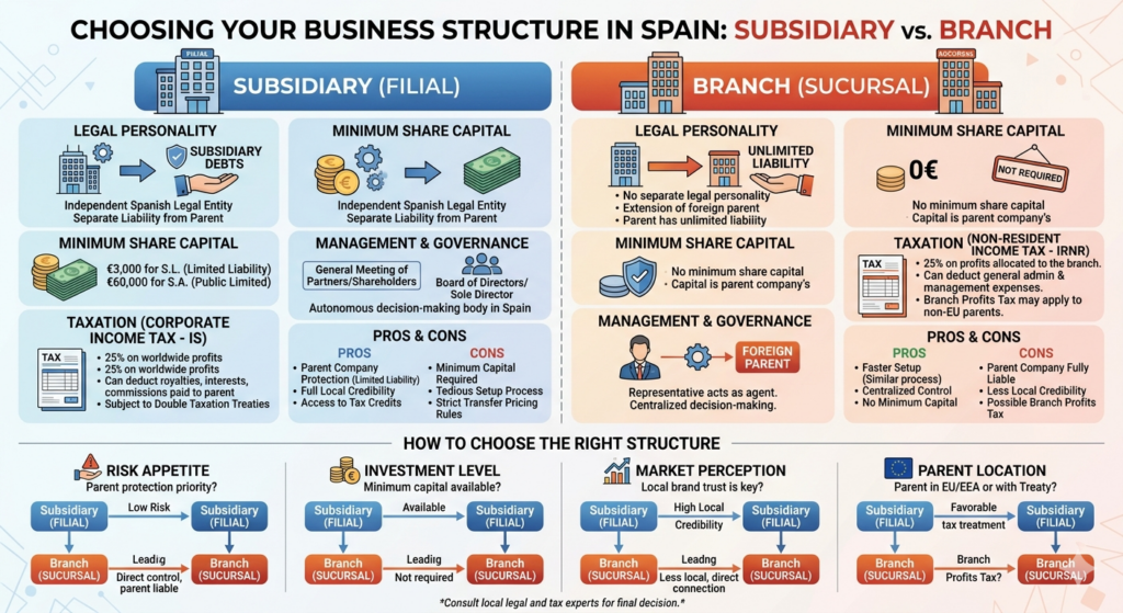 Filial o sucursal en España: diferencias legales, fiscales y cómo elegir la estructura correcta